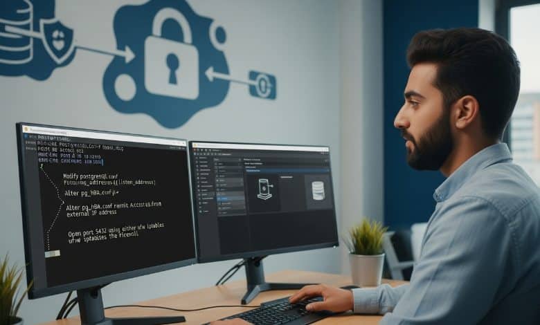 خطوات تهيئة PostgreSQL remote access على Linux للوصول البعيد بأمان