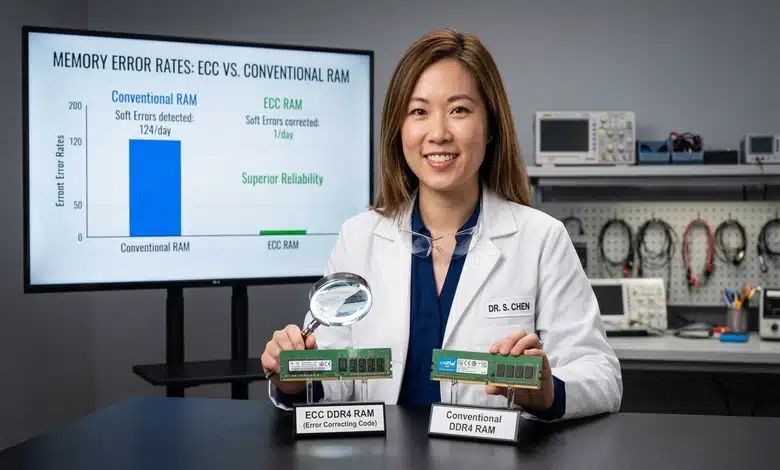 أهمية ذاكرة ECC RAM للسيرفرات المخصصة واستقرار البيانات مميزات ذاكرة ECC RAM مقارنة بالذاكرة التقليدية في الخوادم