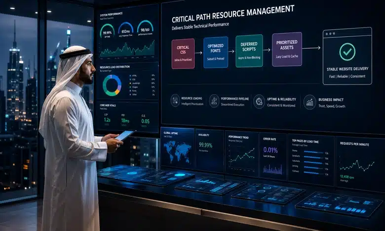 طريقة تحسين Critical Path للموقع لرفع مؤشرات Core Web Vitals استقرار الأداء التقني عبر إدارة موارد المسار الحرج