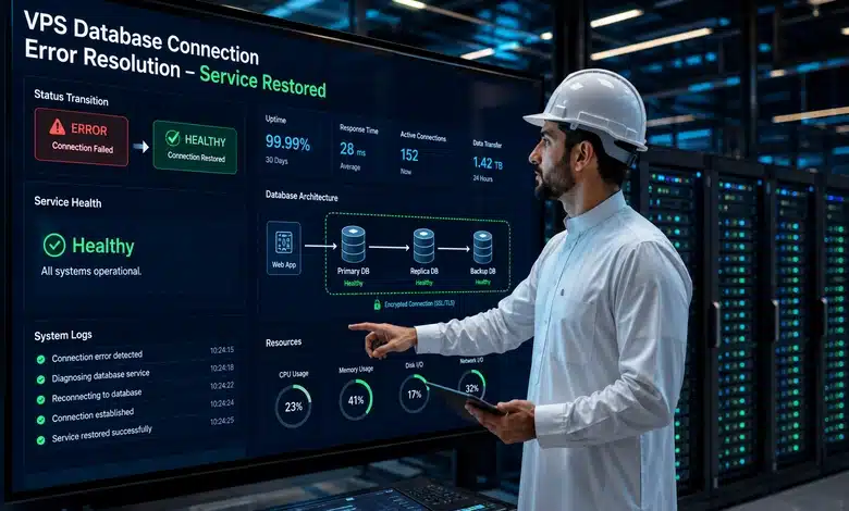حل مشكلة خطأ اتصال بقاعدة البيانات VPS خطأ اتصال بقاعدة البيانات VPS وأثره على استقرار الموقع