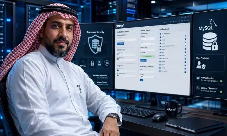 شرح إنشاء قاعدة بيانات MySQL ومستخدم جديد في cPanel شرح إنشاء قاعدة بيانات MySQL ومستخدم جديد في cPanel لتأمين إدارة بيانات الموقع