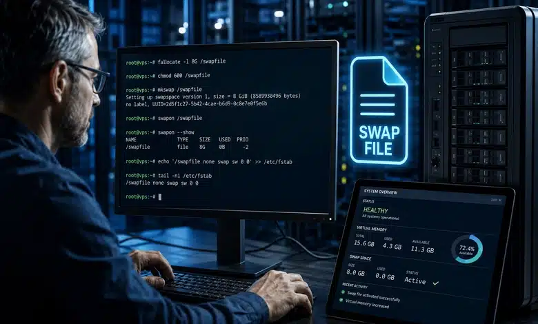 طريقة ترقية الرام في سيرفر لينكس بـ Swap بدون فورمات إدارة ومراقبة Swap لتحسين أداء الخادم