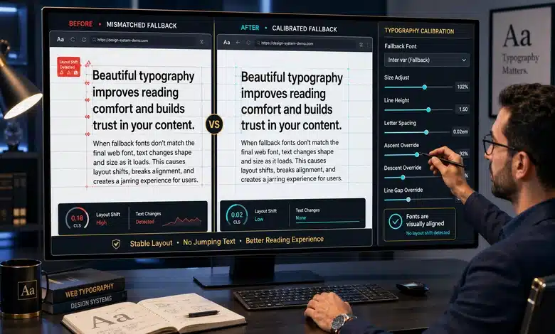 طريقة تقليل الـ Font Swap Period للموقع لتجربة بصرية مريحة تهيئة الخط الاحتياطي لمنع القفز البصري للنص