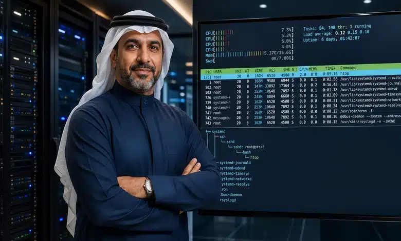 شرح أمر htop لمراقبة موارد السيرفر