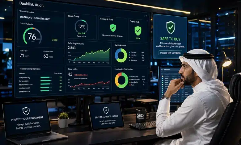 كيفية فحص الدومين قبل الشراء للتأكد من عدم وجود حظر أدسنس فحص الروابط الخلفية والعقوبات قبل شراء الدومين