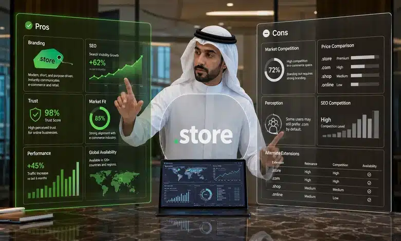 مزايا وعيوب دومين .store للمتاجر الإلكترونية
