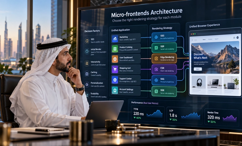 اختيار استراتيجية الرندر المناسبة في معمارية Micro-frontends 