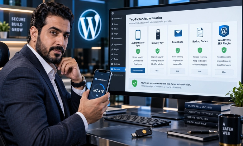 طريقة تفعيل المصادقة الثنائية (2FA) لحماية دخول الووردبريس خيارات تطبيقات وإضافات 2FA لتأمين تسجيل الدخول في ووردبريس
