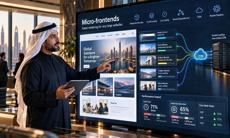 كيف تساهم بنية Micro-frontends في تسريع رندر الأكواد للمواقع الكبرى 